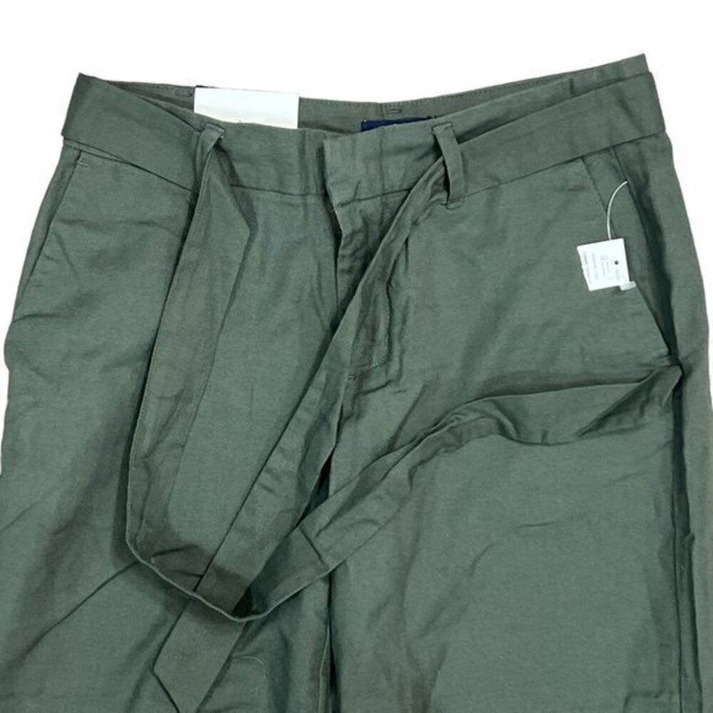 NEW Gap Womens Size 0R Wide Leg Belted Capri Pants Olive Green‎ 100% Cotton - Picture 3 of 10